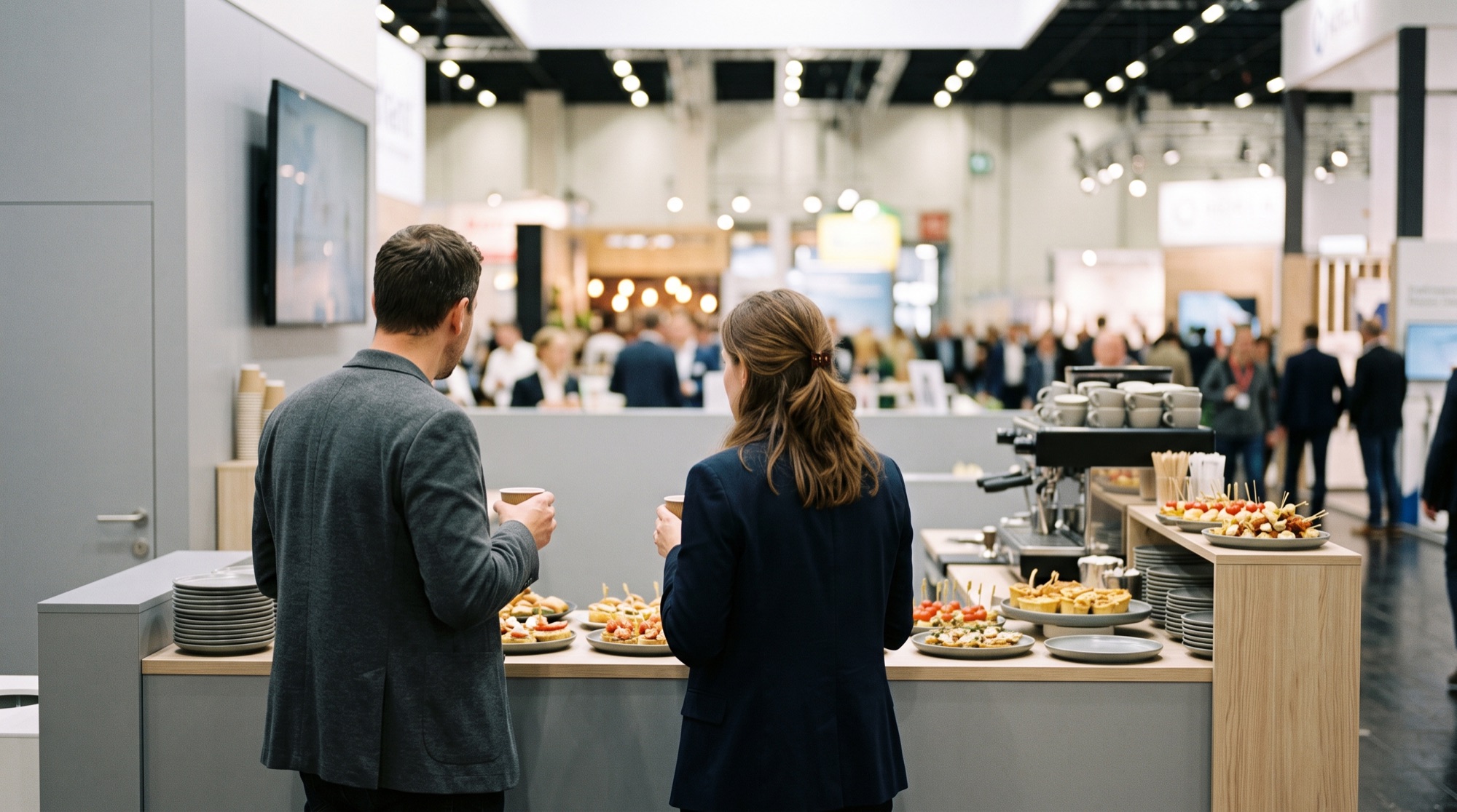 Catering-Theke am Messestand: Fingerfood und Kaffee für Standbesucher